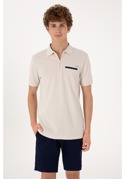 U.S. Polo Assn. Erkek Regular Fit Fermuarlı Taş Tişört 50306788-VR049 U.S. Polo Assn. Erkek Regular Fit Fermuarlı Taş Tişört 50306788-VR049