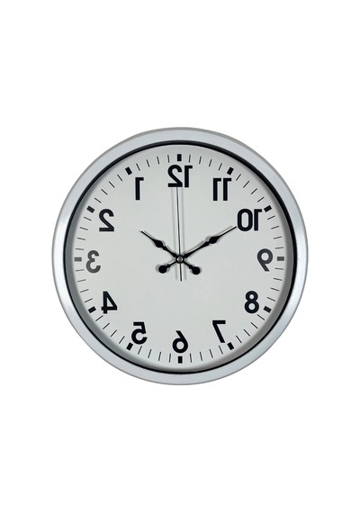 Beyaz Ters Zaman 40 X 40 Cm Metal Duvar Saati