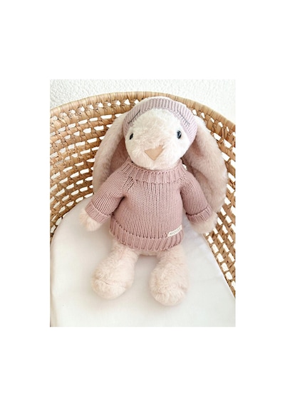 Knitzy Uyku Arkadaşı Peluş Tavşan 34 Cm - Pudra Çok Renkli