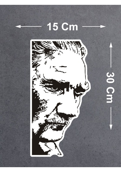Mustafa Kemal Atatürk Sticker - Atatürk Silüet Sticker - Araba Oto Cam Motosiklet Karavan Sticker - 00018 30x15 Cm