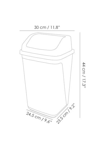 Kapaklı Plastik Çöp Kovası - Ev Ofis Banyo Mutfak Çöp Kovası Gri 20 Litre Gri