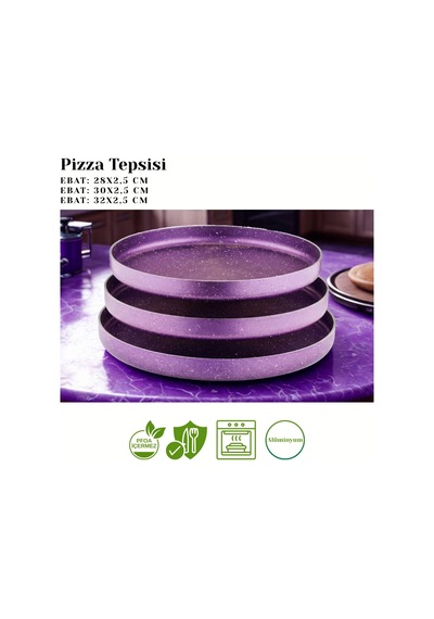3lü Granit Pizza Tepsisi Seti - Violet Violet