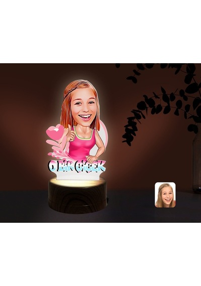Kişiye Özel Kadınlar Günü Karikatürlü Dekoratif 3D Biblo Led Işık(481493242) Çok Renkli