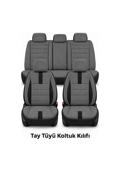 Opel Zafira 5 7 Kişi Oto Koltuk Kılıfı 2003-2011 Füme Başak Serisi Tay Tüyü Tam Set Füme