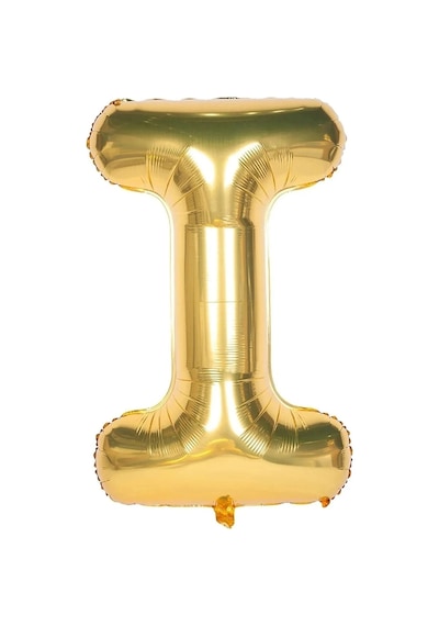 Folyo Balon I Harfi Helyum Balon 100 Cm Gold Renk - I Harf Balon - Harf Folyo Balon Altın Gold Harf Çok Renkli