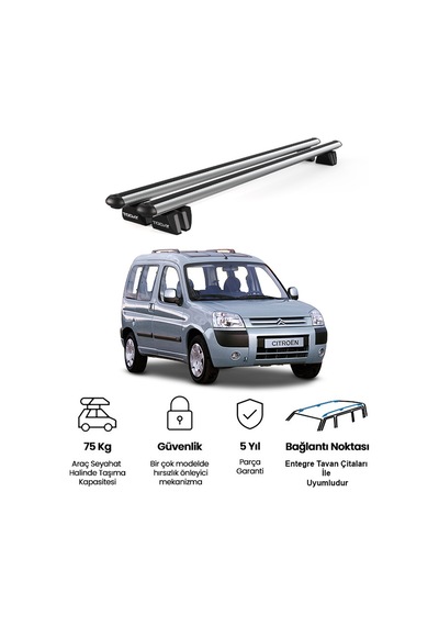 Pençe Citroen Berlingo 1996-2007 Uyumlu Gri Ara Atkı 135cm Port Bagaj Tavan Barı