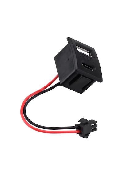 Type-c / Usb A Dişi Soket Kavisli 2 Pin 10cm Kablo Jst Çift Usb 5v 2a Panel Montaj Cep Tel Tablet