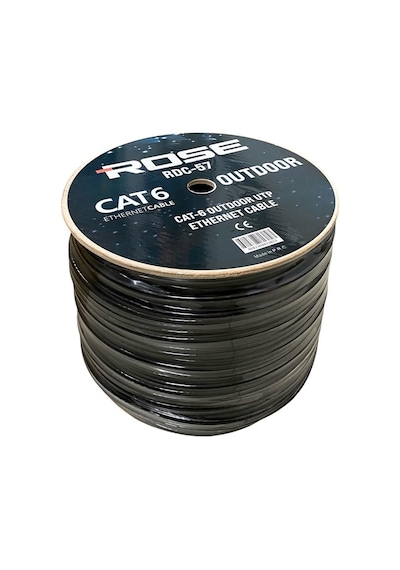 Rose Rdc-57 305mt 23awg Outdoor Dış Ortam Siyah Cat6 Kablo 0.57mm 100 M