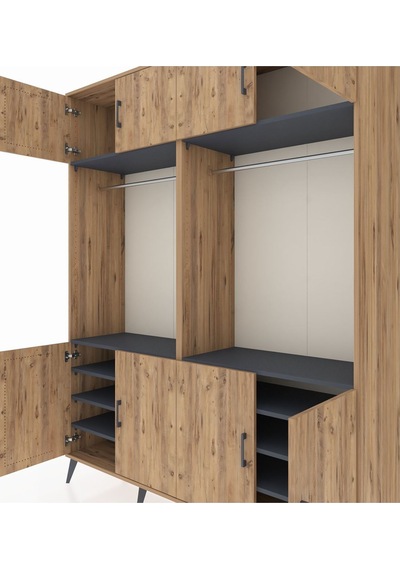 Hyperion Gardrop 10 Raflı 8 Kapaklı 2 Askılı 176x44x221 Çam-çam/antrasit Çam/antrasit Hyperion Gardrop 10 Raflı 8 Kapaklı 2 Askılı 176x44x221 Çam-çam/antrasit Çam/antrasit