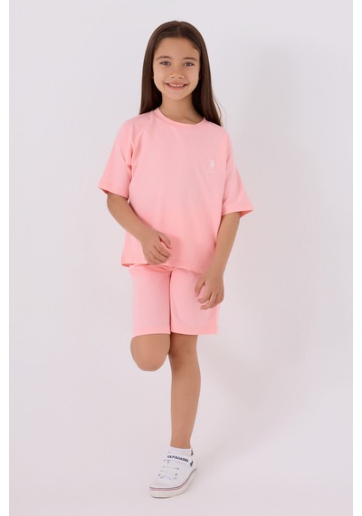 U.S. Polo Assn. U.s. Polo Assn Kız Çocuk Pembe Bermuda Takım Us1848-c-v50 Pembe