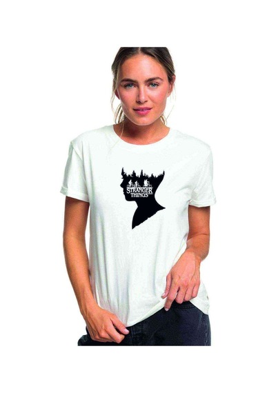 Stranger Things Baskılı Beyaz Kadın Tshirt