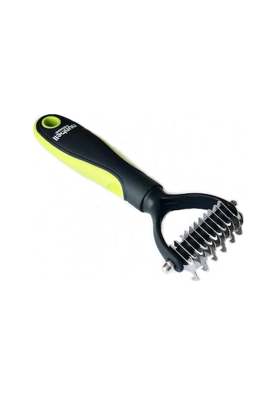 Nunbell Professional Çift Taraflı Tüy Kıtık Açıcı Köpek Tarağı Yeşil 17 CM
