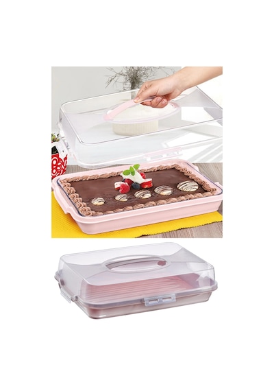 Büyük Boy Kek Kabı Tatlı Saklama Kabı Borcam Kabı 44,5 Cm X 31 Cm X 10,5 Cm Plastik Çok Renkli Diğer