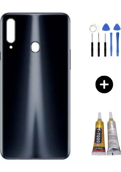 Samsung A20s Sm-a207 Uyumlu Arka Pil Kapağı Siyah + Montaj Seti Çok Renkli