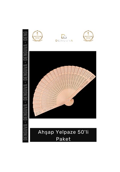 Yelpaze Doğal Tasarım Düğün Nişan Kına Davet Hediyelik Ekonomik Kaliteli Ahşap Yelpaze 50'li Paket