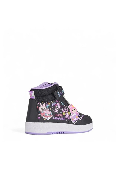 Nese Shoes Labu Labu Baskılı Bilekli Kız Çocuk Spor Ayakkabısı Sneaker Siyah-mor