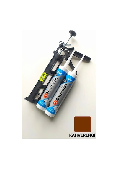 2 Adet Kahverengi Silikonize Mastik Çekomastik + Silikon Tabancas Kahverengi Kahverengi