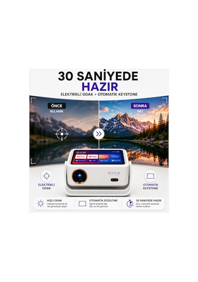 Ev Sinema Projeksiyon Cihazı Akıllı Projektör 450 Ansı 4k Destekli Hd Wifi Bluetooth