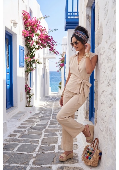 Lela Regular Fit Bağlama Detaylı Kolsuz Takım Bayan Takım 5866787 Taş