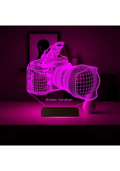Luvivia Fotoğraf Makinesi Fotoğrafçı Hediye Kişiye Özel 3d Lamba - Masa Gece Lambası Şeffaf