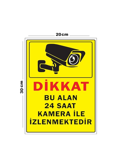 Metal Bu Alan 24 Saat Kamera İle İzlenmektedir 20cm X 30cm A4 Büyüklüğünde Uyarı Levhası Yönlendirme