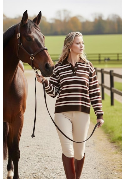 Lela Bayan Polo Yaka Kazak 4615259 Kahve Kahve