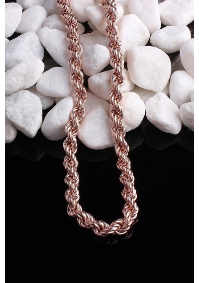 Omar Silver Unisex Halat Gümüş Zincir 8 Mm Elmas Kesim Rose Gümüş