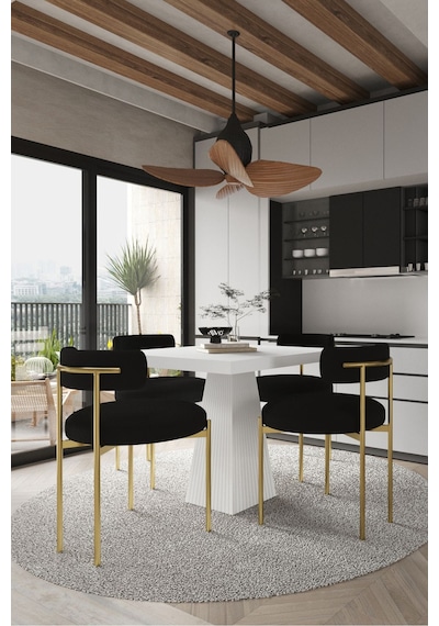 Avvio Arona Beyaz Lake Mdf Ayak 90x90 Yemek Masası Mutfak Masası 4 Kişilik Masa Takımı Teddy Sandalye Beyaz Avvio9884