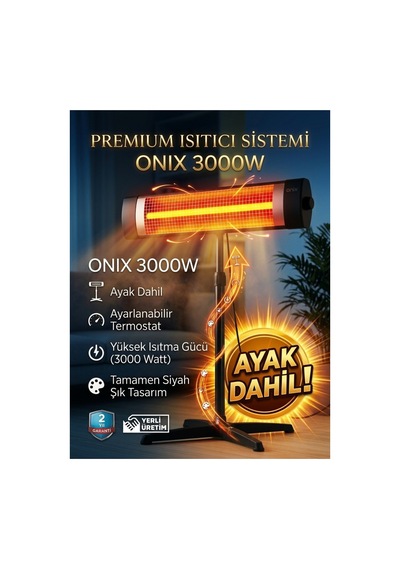 3000w Ayaklı Infrared Elektrikli Isıtıcı Soba - Termostatlı Güçlü Isıtıcı + Ayak Dahil Set