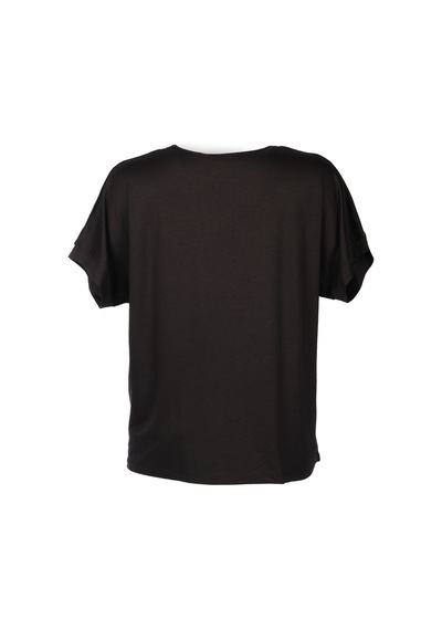 Vedi Kadın Oversize V Yaka Kısa Kol Minimalist Bluz - Günlük Kombinler İçin İdeal Siyah
