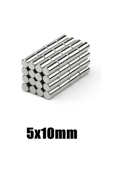 Ø5x10 Mm Neodyum Silindirik Mıknatıs 10 Adet