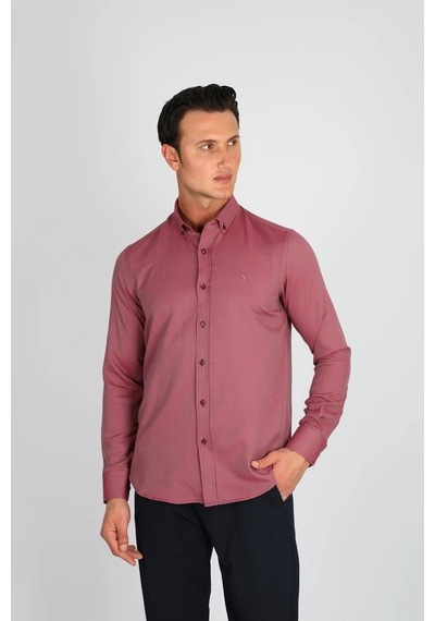 Lorenzo Mazzoli Oxf C 707 Bordo Erkek Gömlek Bordo