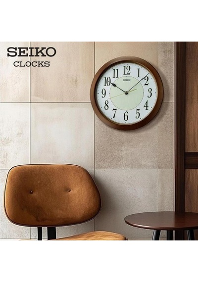Seiko Qxa824b Sessiz Saniye Parlak İbre Ve İndeksli Dekoratif Duvar Saati Kahverengi