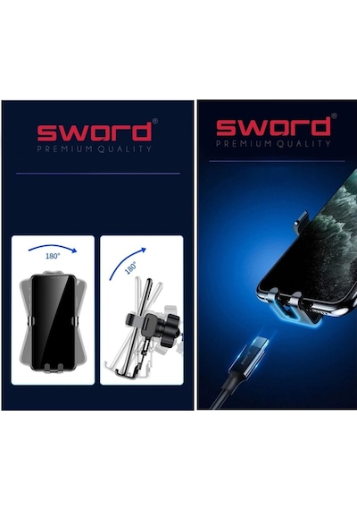 Sword Ayarlanabilir Araç İçi Telefon Tutucu Her Telefon İle Uyumlu Sw-ayr Siyah