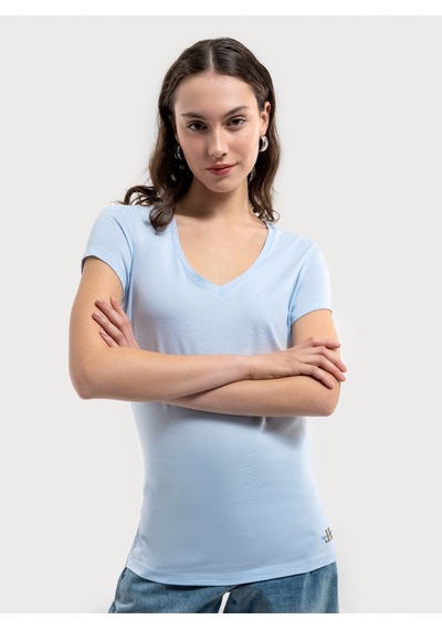 Regular Fit Kadın Tshirt K.kol Açık Mavi