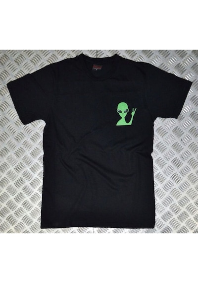 Stoned&Fame Alıen Baskılı T-shirt SIYAH