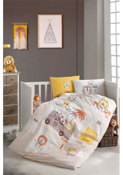 Clasy Ranforce Bebek Nevresim Takımı Lıon V1 Sarı
