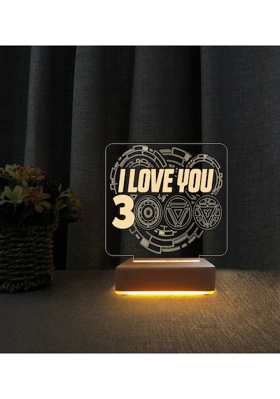 Iron Man I Love You 3000 Led Masa Lambası Doğum Günü Hediyesi Lamba
