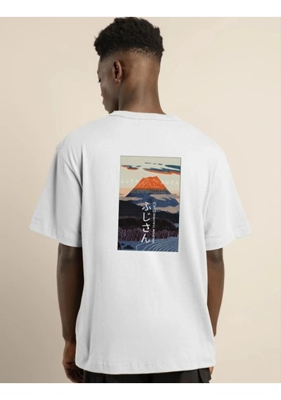 Moda Assema Erkek Bisiklet Yaka Baskılı Kısa Kol Oversize T-shirt - Beyaz Çok Renkli