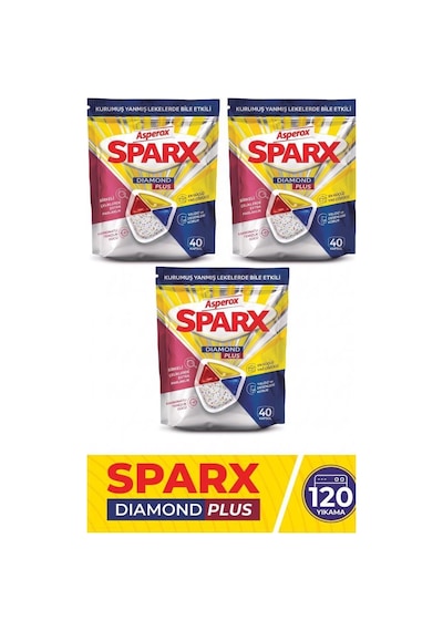 Asperox Sparx Dıamond Plus Bulaşık Makinesi Kapsülü 40lı 3 Adet