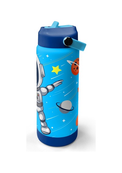 Coral High Lacivert Mavi Astronot Desenli Katlanır Ağızlıklı Çelik Termos 650 Ml 38389 Lacivert