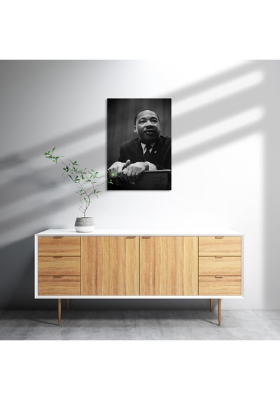 Cakasepetim Martin Luther King Basın Toplantısı Siyah Beyaz Ahşap Mdf Tablo