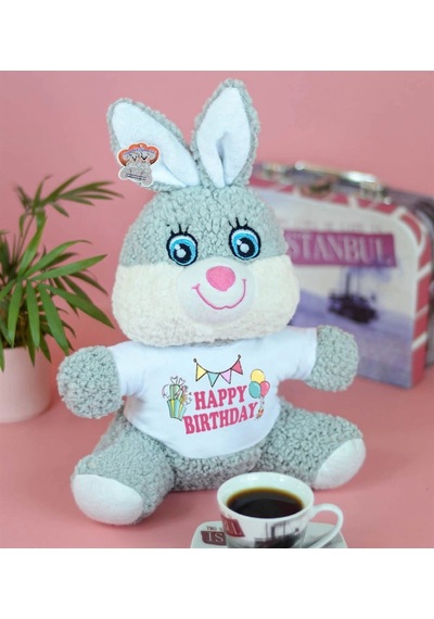 25 Cm Sevimli Peluş Tavşan Tişörtlü