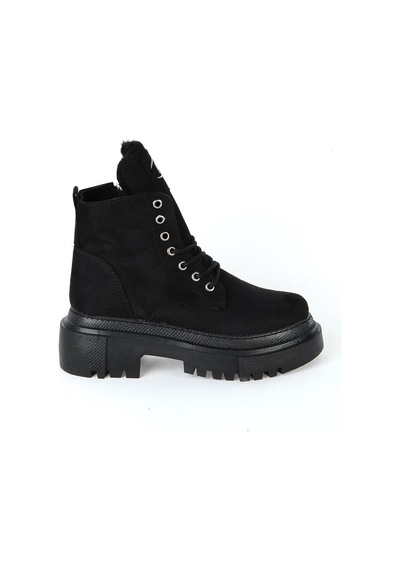 M.P Mp 222-3471ft Siyah Nubuk Fermuarlı Kız Çocuk Düz Bot 001