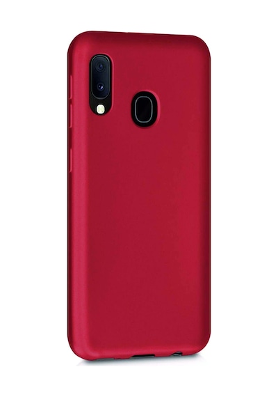 Samsung Galaxy Uyumlu A20 Kılıf Kamera Korumalı Silikon Rubber Arka Kapak Kırmızı