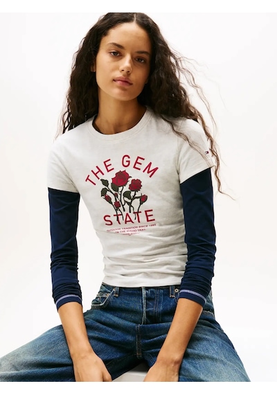 Tommy Hilfiger Tjw Slım Idaho Novel Beyaz Kadın T-shirt