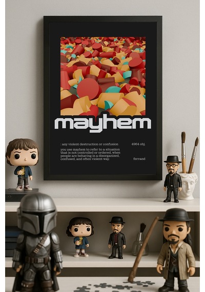 Mayhem Siyah Ahşap Çerçeveli Poster, Dekoratif Hediyelik Duvar Tablosu
