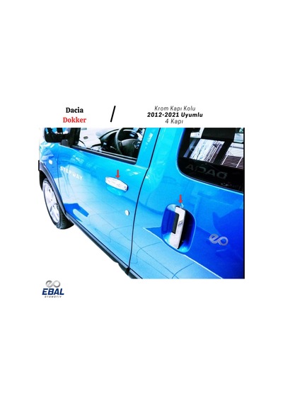 Dacia Dokker Krom Kapı Kolu 4 Kapı 2012-2021 Uyumlu P.Çelik