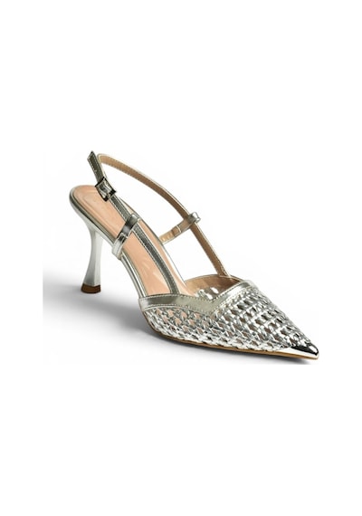 Fox Shoes Y820418309 Gümüş İnce Topuklu Kadın Abiye Ayakkabı