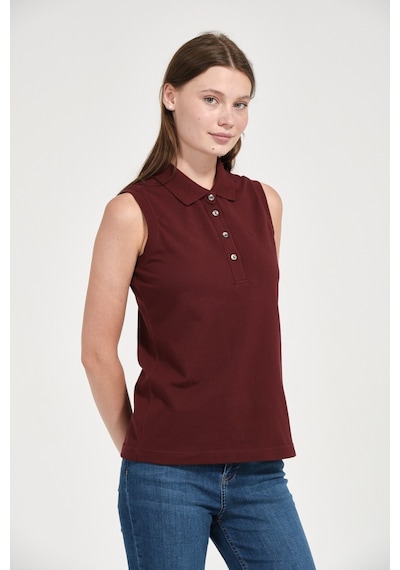 Kadın Regular Fit Kolsuz Polo Koyu Bordo